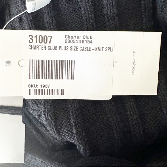 Charter Club Black Cable Knit Sweater Size 1X Casual Classic Winter Preppy NEW - Picture 10 of 10